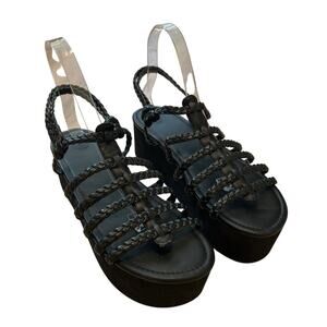 Urban Outfitters Black Braided Platform Fisherman Sandal Shoes Size 9